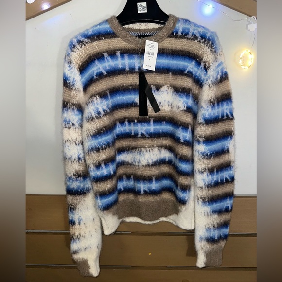 Amiri bleached Stripe Alpaca , mohair&wool blend sweater size M - Picture 2 of 9
